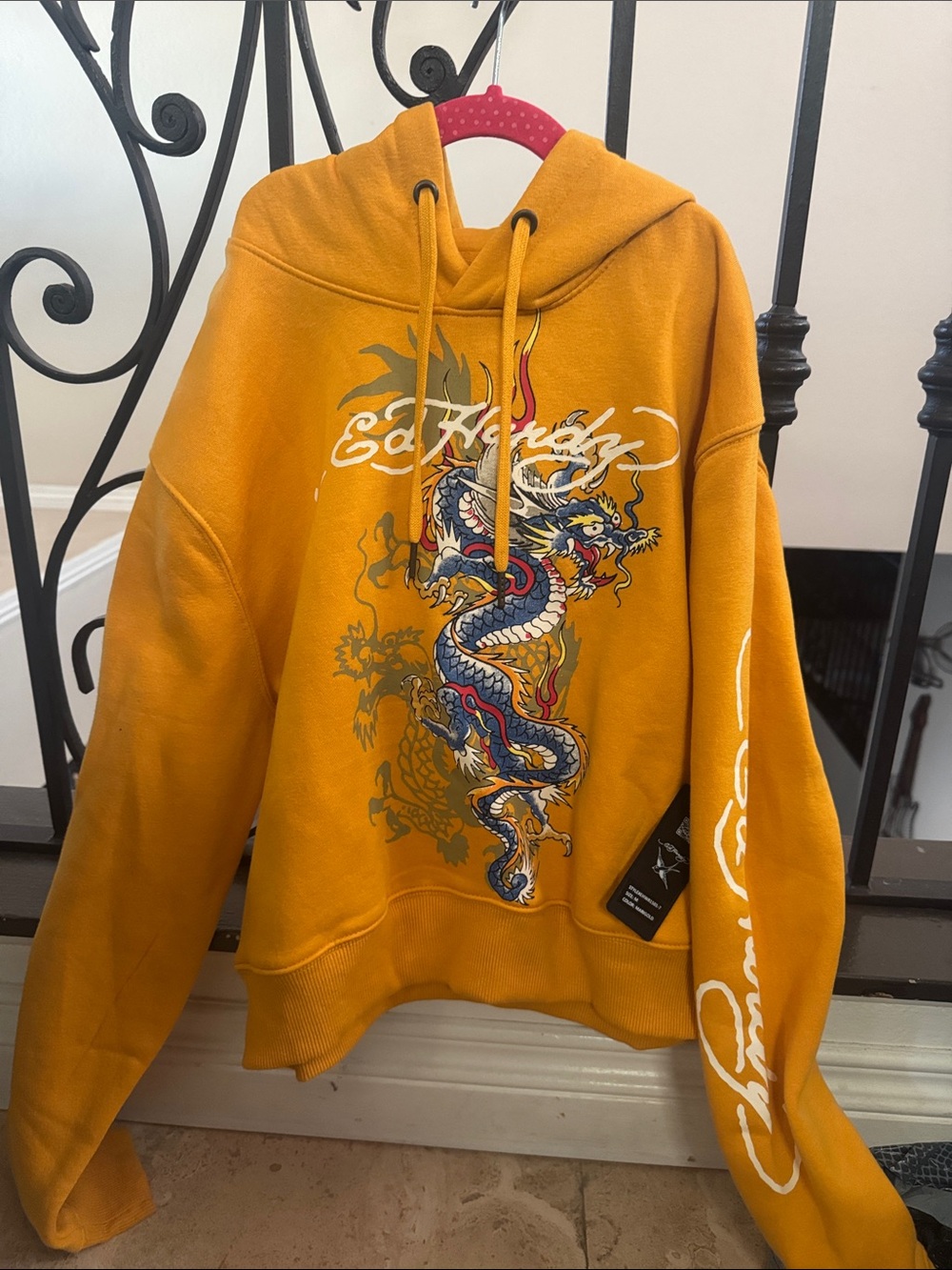 Ed Hardy Mustard Yellow Dragon Turtleneck Sweatshirt